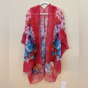 Soft Surroundings Floral Kimono Cardigan Multicolor Pattern, One Size